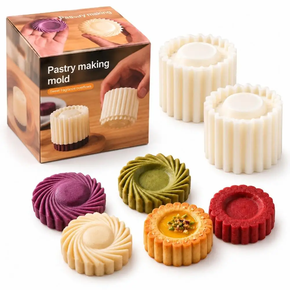 Detachable 2-in-1 Pastry Mold Stamp Mooncake & Cookie Mold Hand Pressure Home DIY Party Baking Cookie Molds for Baking 2026