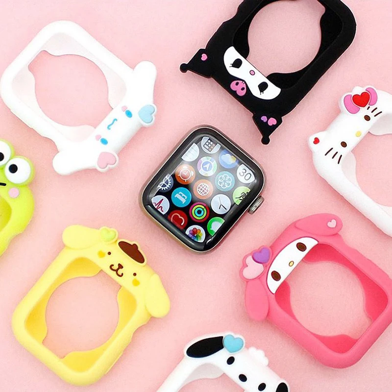 Sanrios Hellokittys Pochacco Silicone Cover for Apple Iwatch 38Mm 40Mm 41Mm Case for Iwatch Series 2 3 4 5 Se 6 7 Accessories