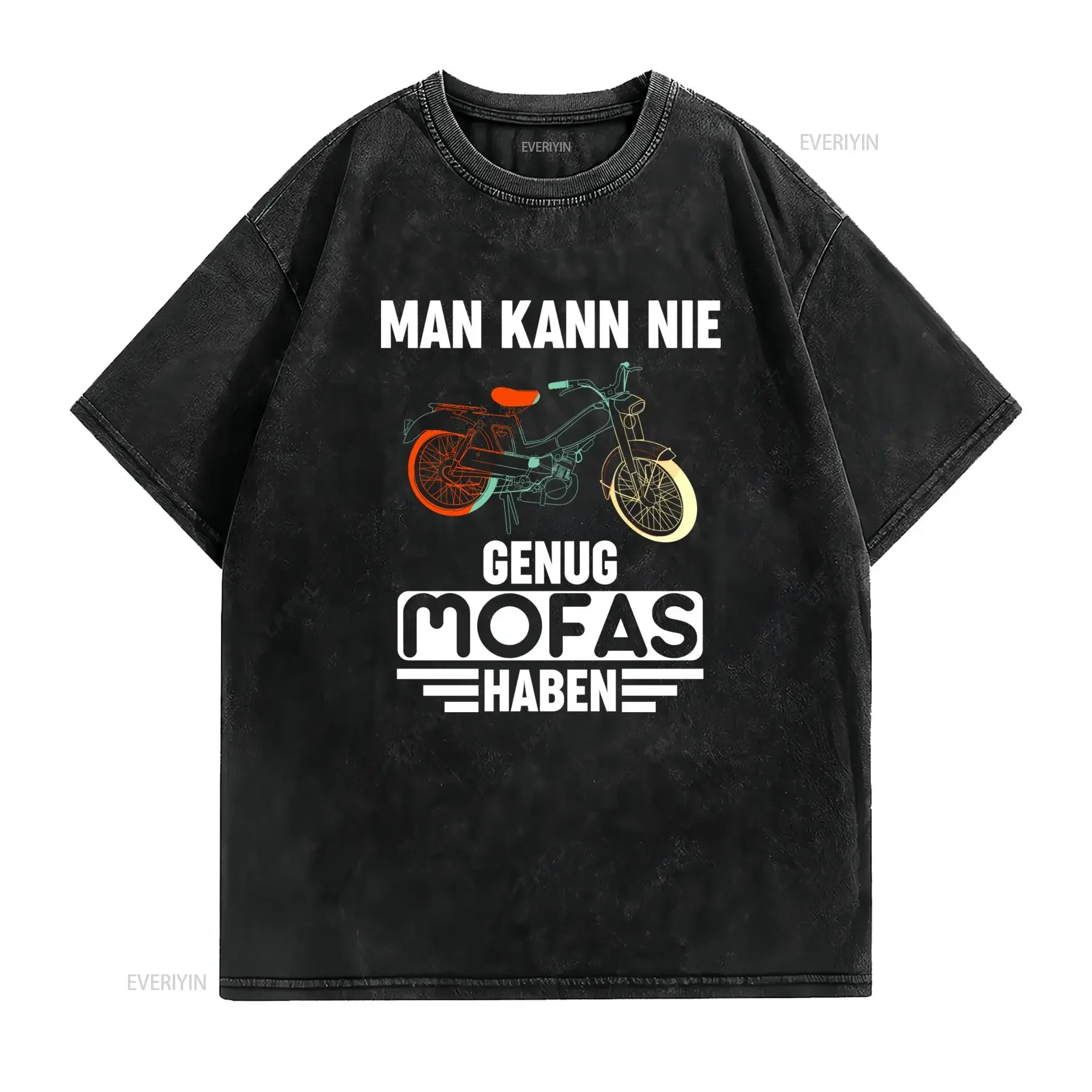 Lustiges T Shirt für Mopedfahrer mit Spruch Kann Nne Genug Mofas Haben Scooter Design Rundhals Bequemer Allround Schnitt