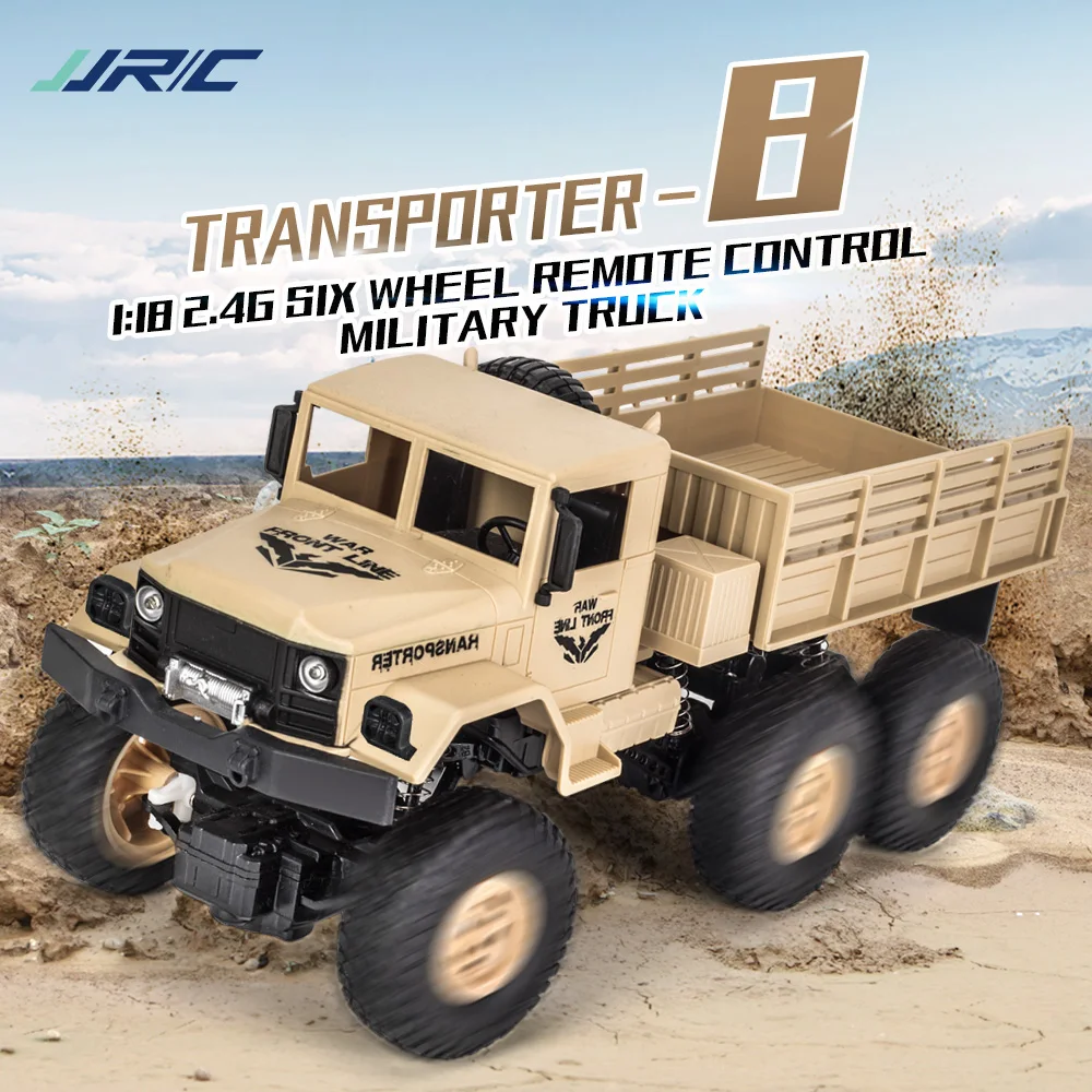 JJRC RC Car Kids Toys 1:18 Remote Control Truck Military Off-Road Vehicle Radio-Controlled Transporter Children Electric Toy