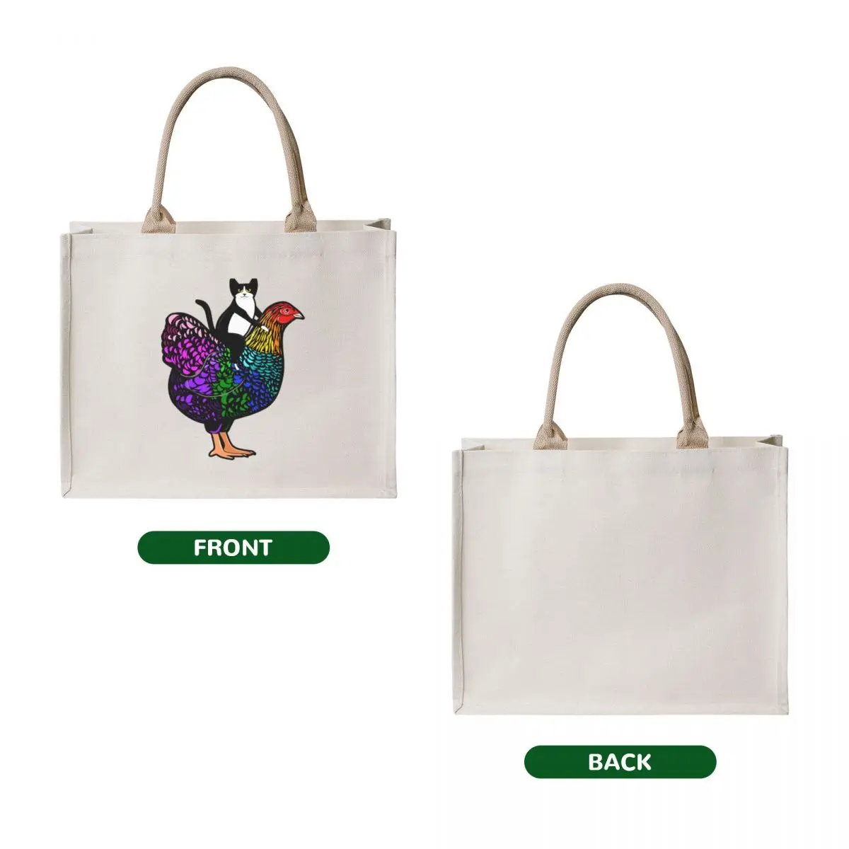 Rainbow Chicken Ride Tote Bag shopper bag woman eco bag folding Cloth bags