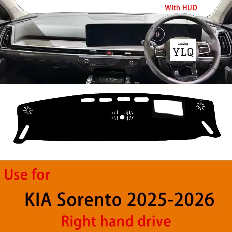 KIA Sorento 2025-2026 Dashboard Cover Mat Right Hand Drive Heat-insulating  Polyester Car Dashboard Protector with HUD