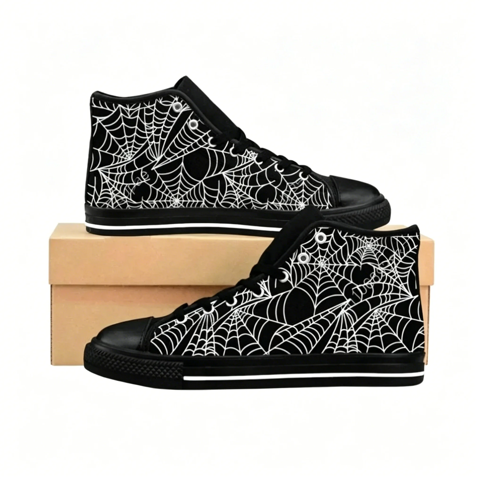 

Spiderweb Edgy Goth High Top Sneakers Mens Womens Teenager Canvas Sneaker Casual Couple Shoes Custom Shoe