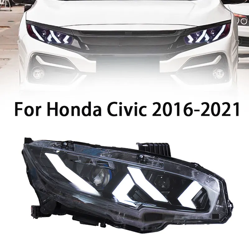 

Автомобильная светодиодная фара для Honda Civic 10 Фары 2016-2021 Civic светодиодная фара объектив проектора сигнальная лампа Аксессуары для инструментов