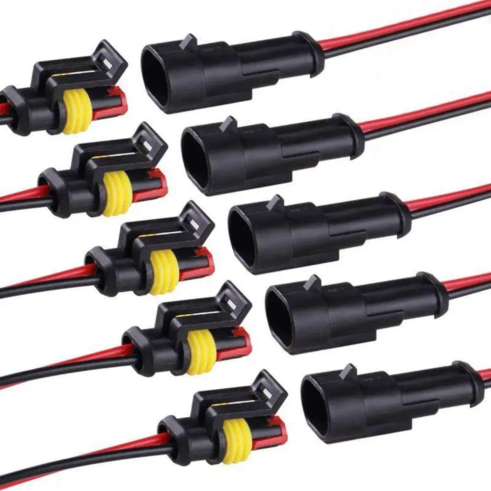 5pcs 2 Pin Connector Waterproof Connector,Male and Female Way 16 AWG Wire Suitable for car Truck, Boat and Other Wire Connection