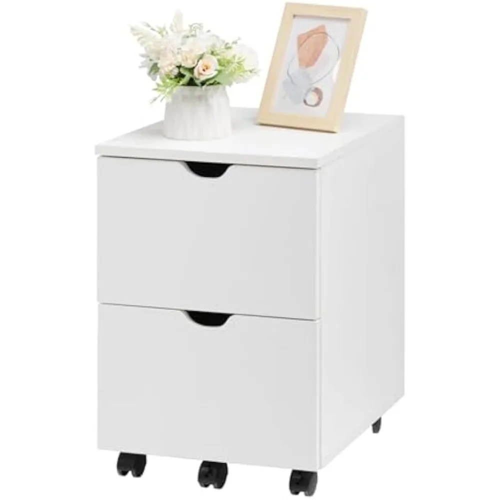 

Under Desk Cabinet, Deep 2-Drawer Mobile Wood , Storage for Home, Rolling , for A4, Cabinets