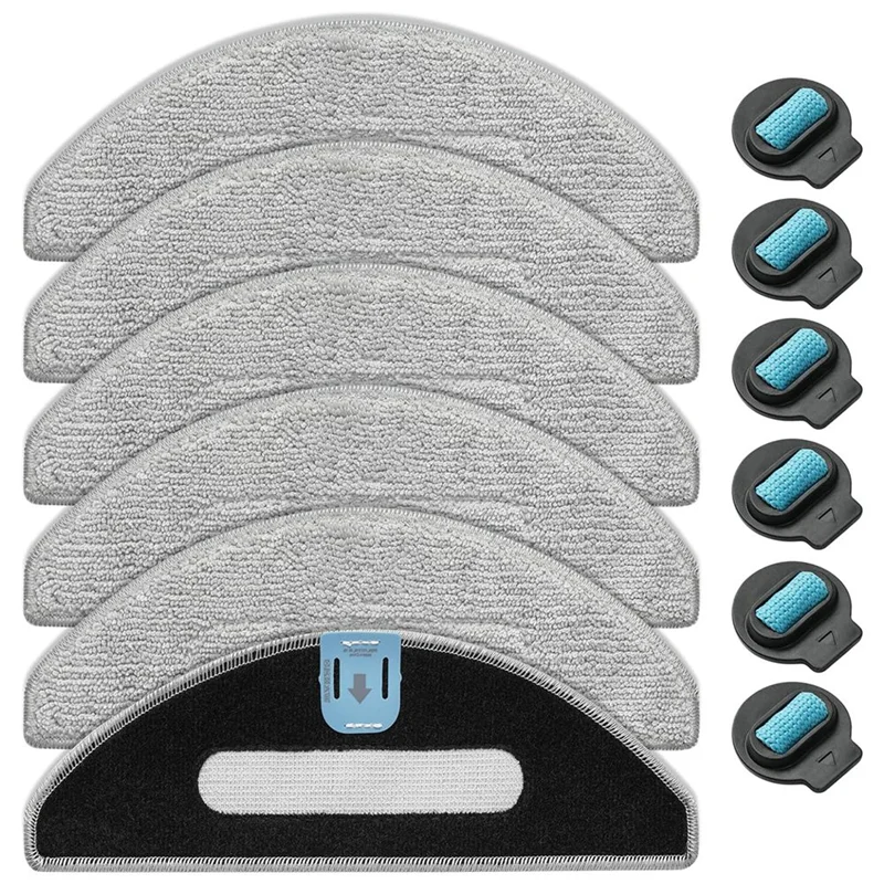 وسادات ممسحة بديلة A97G لـ Irobot Roomba Combo I5/I5+/J5/J5+، 6 وسادات تنظيف من الألياف الدقيقة + 6 فتائل، قابلة للغسل وإعادة الاستخدام #2