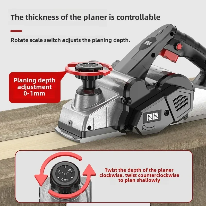 

220V Multi-Functional Electric Hand Planer - Small Home Portable Woodworking Planer Board Thickness Push Planer C