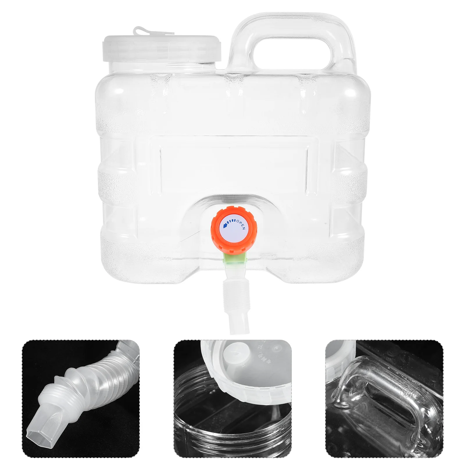 

1 set 1 Set Portable Container With Tap Large Capacity Storage Bucket Transparent Durable Pc Material For Camping Travel Outdoor