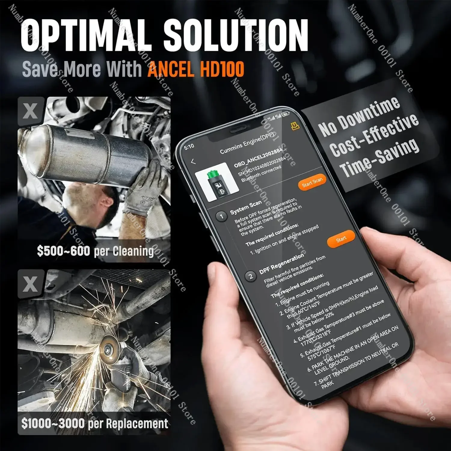 HD100 DPF Reset Full System Diesel Diagnostic Tool Heavy Duty OBD2 Truck Scanner
