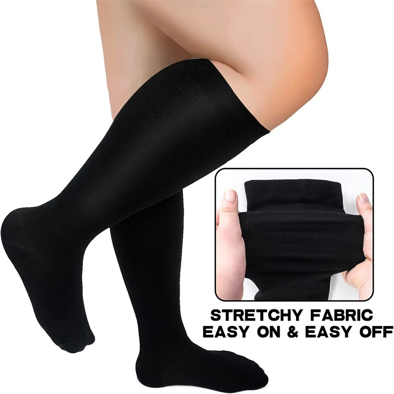 Compression Socks Plus Size Solid Color Sports Running Women Men Extra Size Fat Socks for Sports Fitness Weight Loss 2XL-7XL