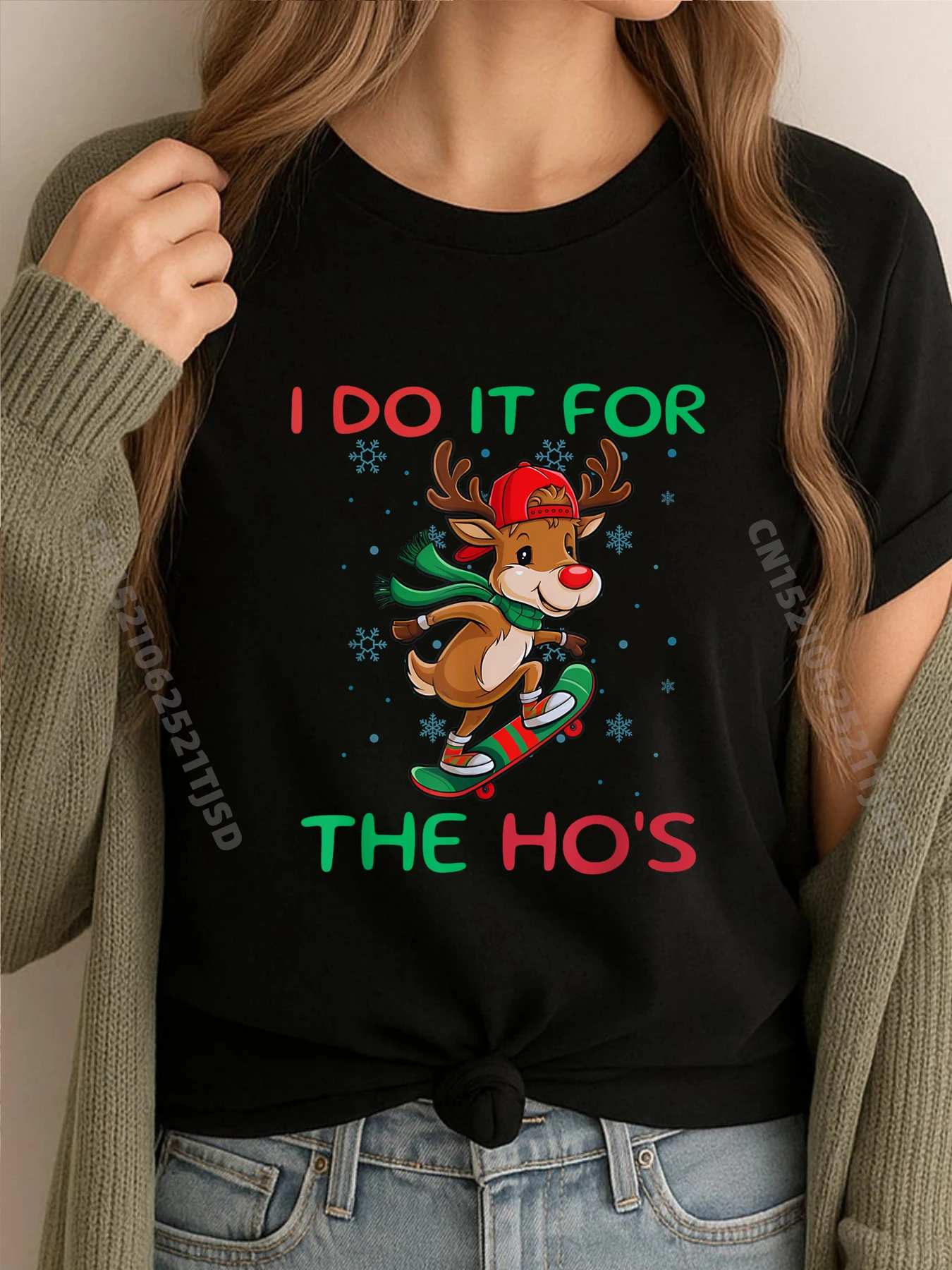 

Футболки с рисунком Reindeer I Do It For The Ho Merry Christmas XS, Рождественская рубашка