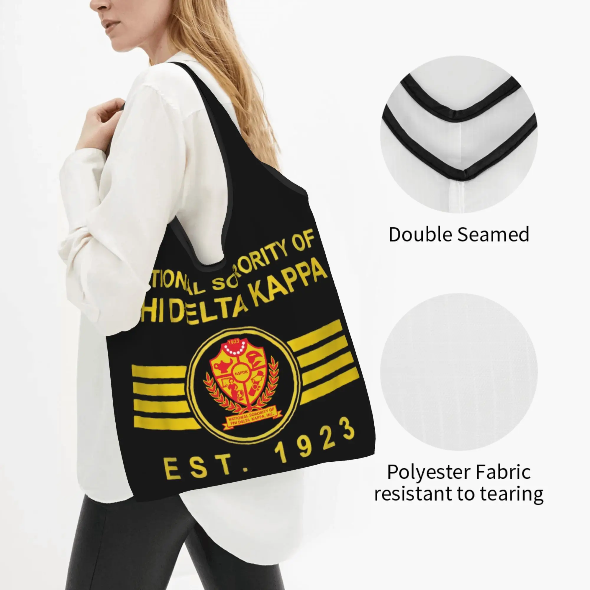 Custom Phi Delta Kappa Sorority ΦΔΚ African American Women  Shopping Bag Women Portable Big Capacity Grocery  Tote Shopper Bags