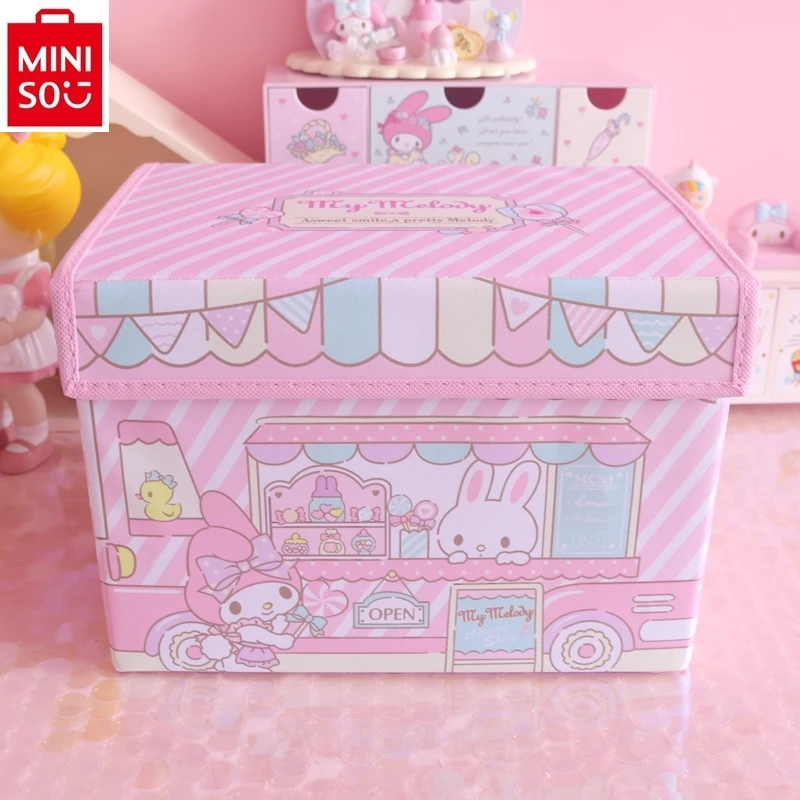 سلة غطس MINISO-hellkitty لمهاجع الطلاب ، صندوق قابل للطي ، حقيبة تخزين متعددة الوظائف حلوة ورائعة للنساء