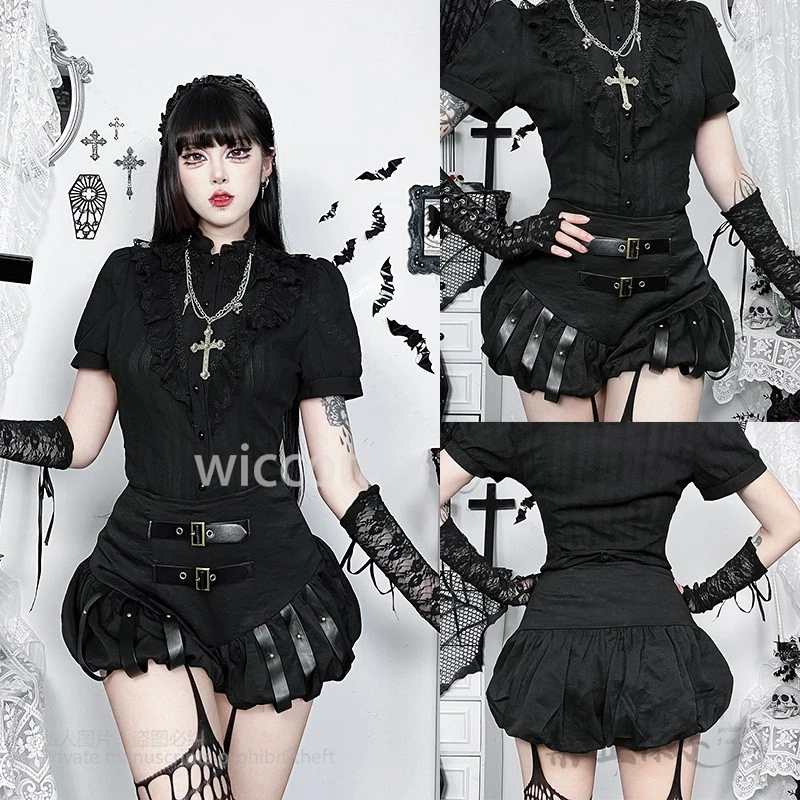 2025 Nuovo Y2K Jirai Kei Nero Zucca Pantaloni Sexy Steampunk Gonna Pantaloncini Streetwear Punk Moda Donna Causale Gotico Scuro SML