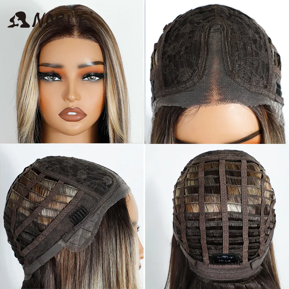 نوبل الاصطناعية الدانتيل الجبهة الباروكات للنساء 12 بوصة قصيرة بوب شعر مستعار الدانتيل قبل قطع قبل قطع الكرمل البني الملونة تأثيري شعر مستعار دانتيل #6