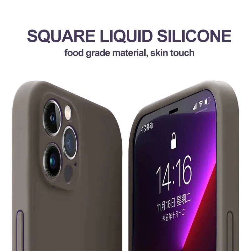 Liquid Silicone Case For iPhone 16 15 14 13 12 11 Pro Max Shockproof Soft Cute Back Cover For Apple 15 16 Plus Phone Accessories