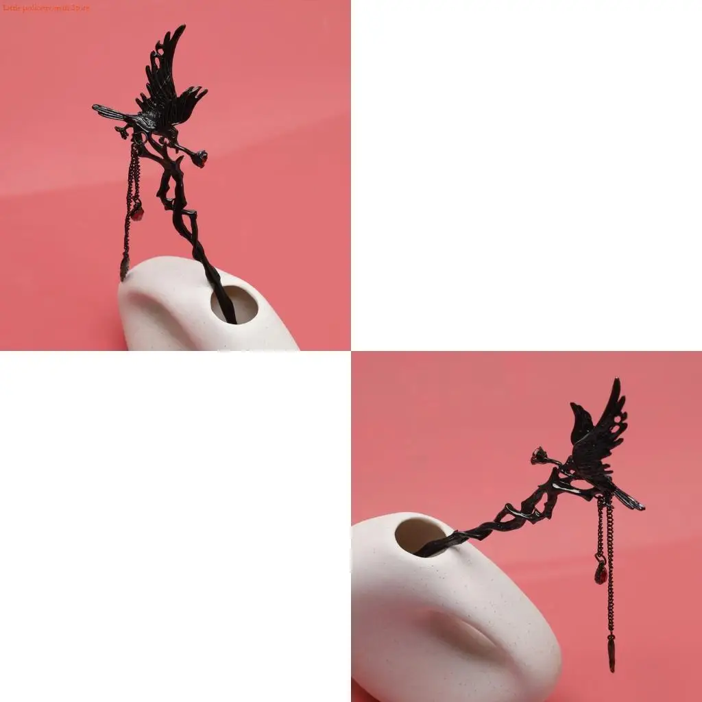 F92D Elegant Rose Filigree Hair Buyao for Girls Ancient Chinese Hairpin Traditional Hanbiuk Decorative Cosplay