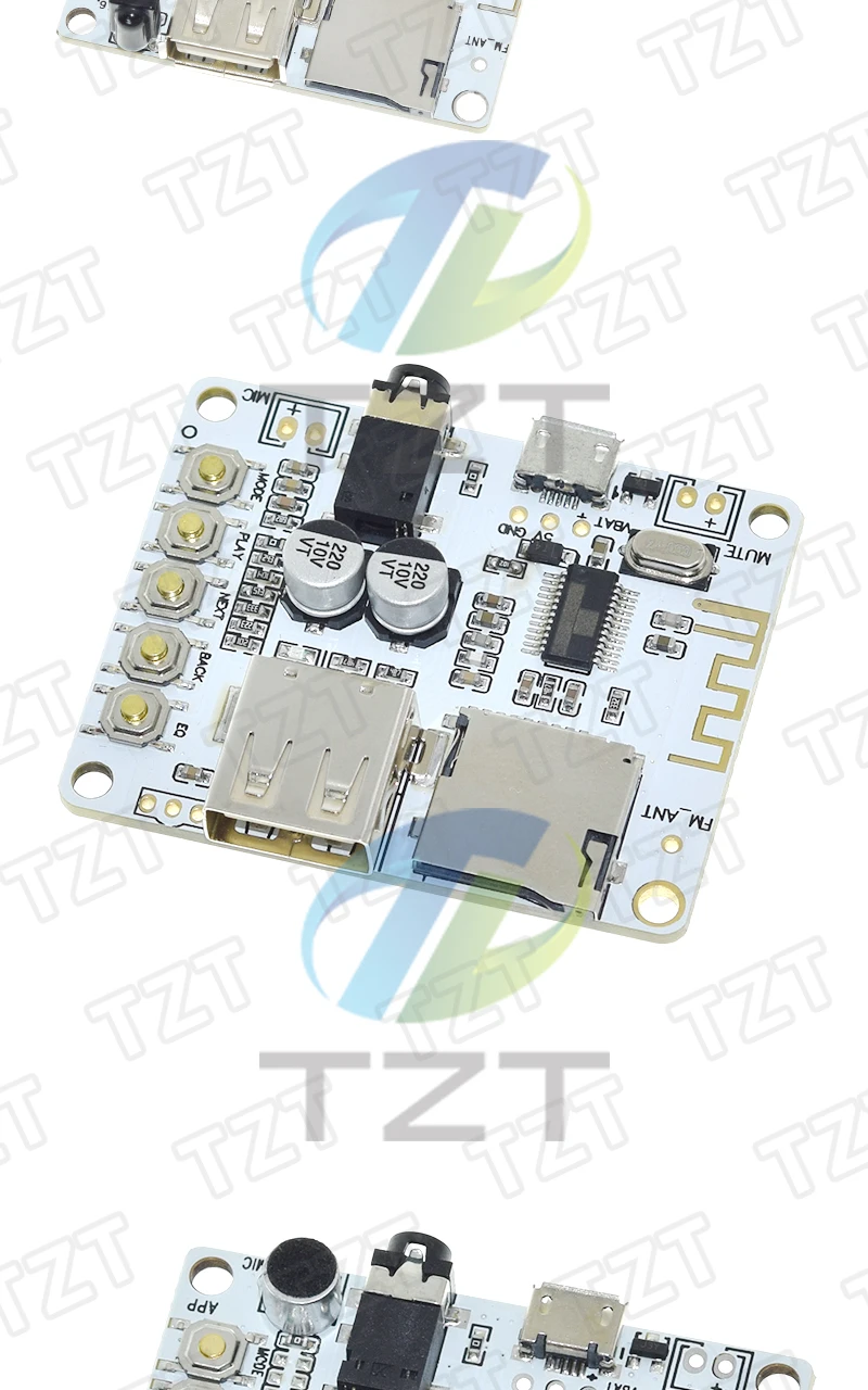 TZT TF-Karten Bluetooth-Audioboard mit USB-Anschluss, Dekodierung, Wiedergabe, 5V Stereo-Musikmodul – Detail 9