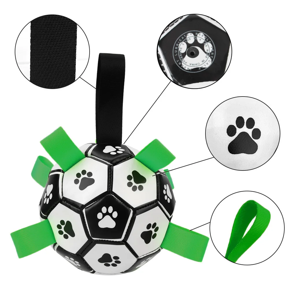 15cm Dog Bite Chew Balls Pets Accessories Puppy Outdoor Training Soccer Interactive Pet Football Toys With Grab Tabs