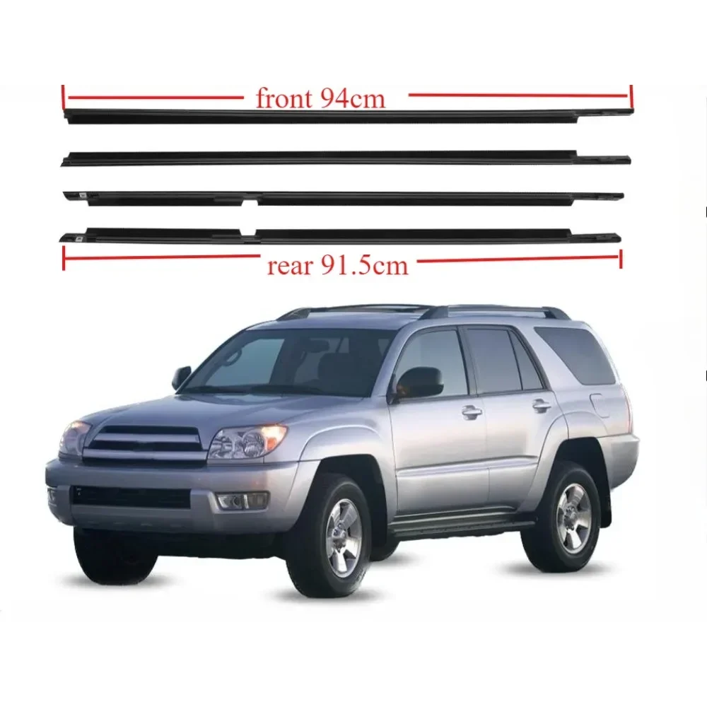 

4 Pieces black Windows Rubber for Toyota 4Runner 68161-35060 2003-2007 Glass Protector Weatherstrip Seal Laminate Outside