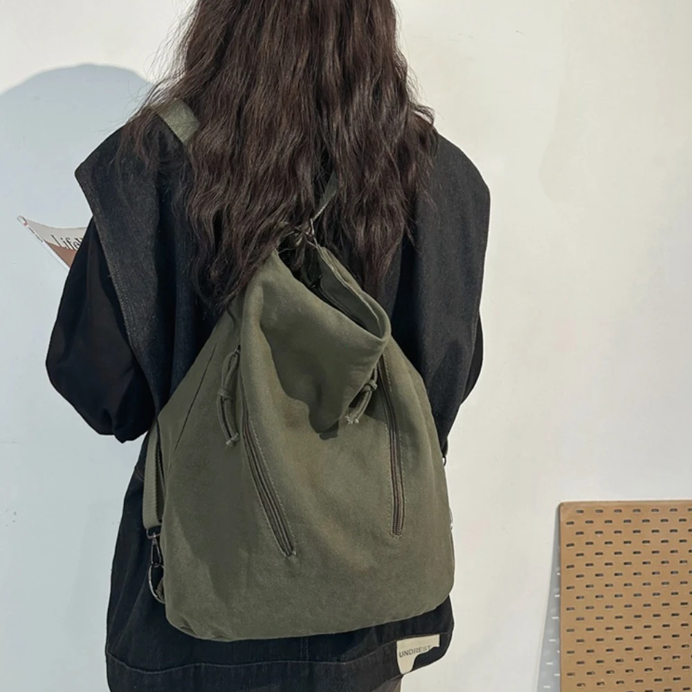 Mochila para mujer, bolso multiusos de gran capacidad, diseño de Color puro, bolso cruzado versátil para ir al trabajo, bolso de lona Trendyy