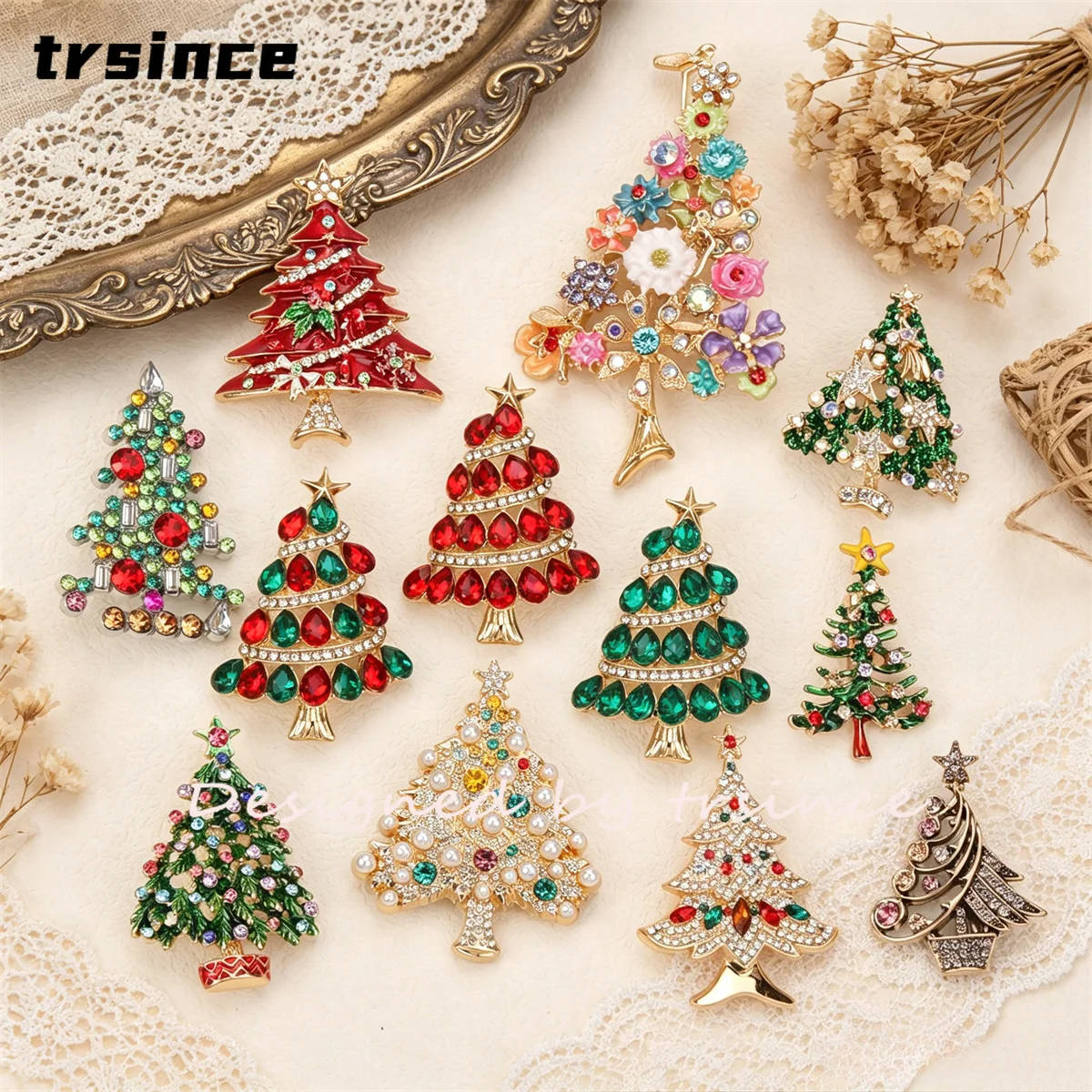 Neues Design Luxuriöse Weihnachtsbaum-Brosche für Männer und Frauen Modisches Festtagsgeschenk Schmuck Hochzeit Feiertags-Accessoires Partygeschenke