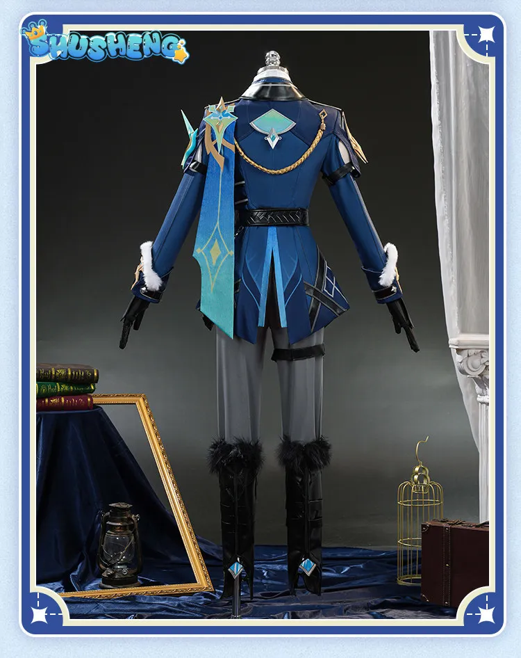 Genshin Impact Traveler Aether Cosplay Costume Winter Hunt Full Set Outfit Men handsome suit coat props wig Halloween uniform view 4