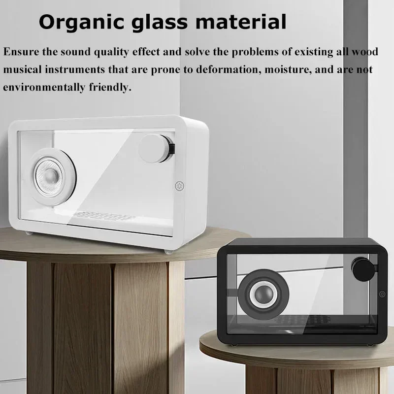 Transparent Organic Glass Hifi Colorful Ambient Portable Retro Bluetooth Light Music Player Sound Loudspeaker Soundbar Speaker