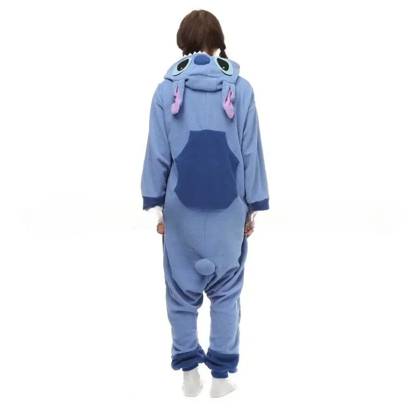 Stitch Kigurumi Onesie Kawaii Teenagers Women Pajamas Flannel Warm Soft Overall Onepiece Night Home Sleeping Jumpsuit Keep Warm