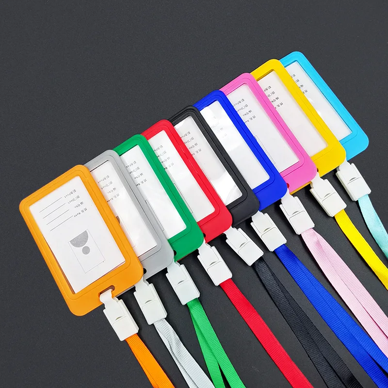 1 Pc Plastic Work Card Holder with Lanyard ID Card Bus Card Holder Bags Case Cover Identity Business Credit Card Holder