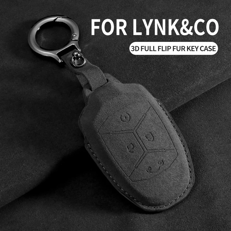 Suede Car Key Case Cover For LYNK&CO 01 02 03 05 06 09 Car Key Protective Shell Accessories