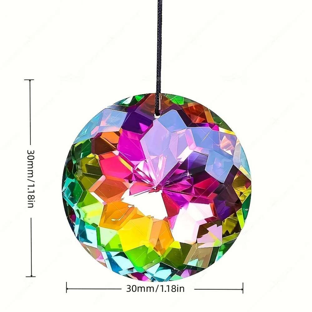 K9 Kristall Runder Mandala-Blumen-Sonnenfänger Ornament Regenbogenmacher Prisma Kronleuchter Heim Hochzeit Party Hängedekoration – Detail 1