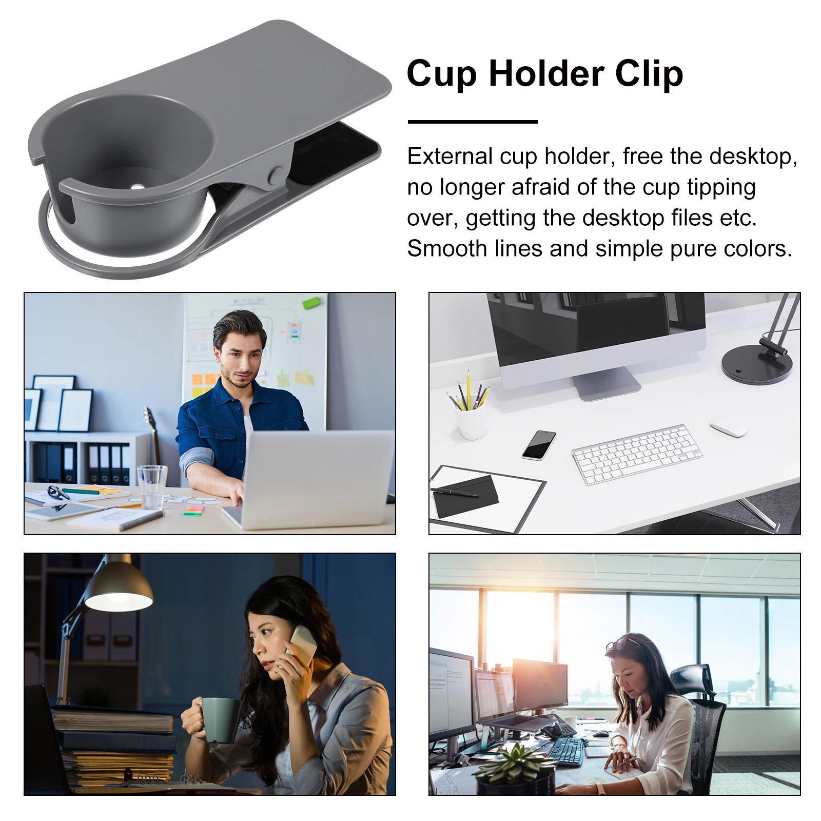 

Cup Holder Clip Desk Side Car Cup Clip Office White Bottle ABS Stainless Steel Easy Install No Drill Suitable Home Office