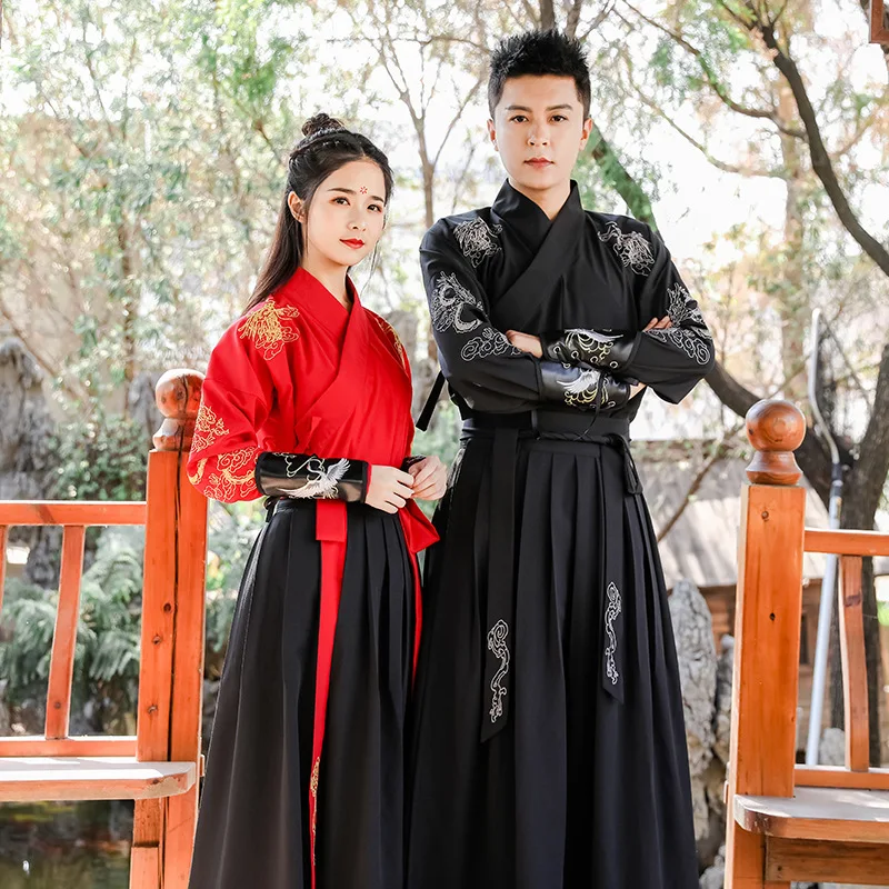 Samurai Man Kimono Han Dynasty Hanfu Dress Ancient Dance Costume Chinese Traditional Couple CP Clothes Chinese Hanfu Performance