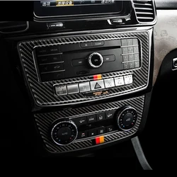 2Pcs/set Car Center Console CD Panel Cover Trim Black Carbon Fiber For Mercedes-Benz GLE W166 2015-2019 Car Interior Accessories