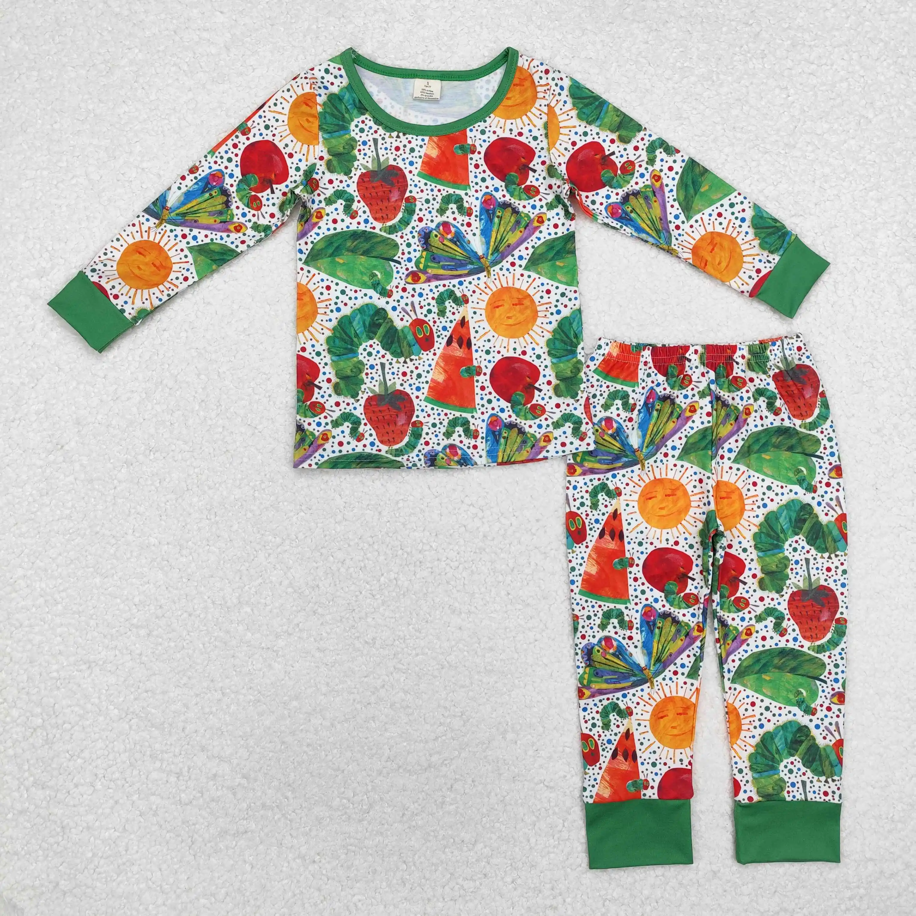 

new rts Infant Boys Green Pajamas Set Wholesale Premium Watermelon Pattern Boys Bamboo Pajamas Clothing