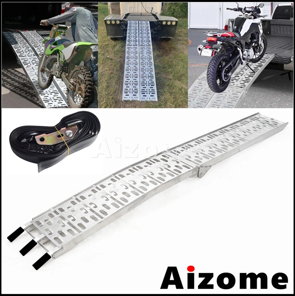 

Motorcycle Loading Ramps Load Straps Ladder For Truck Trailer Car ATV UTV Street Dirt Bike Cruiser Motorbike Load Ramp Foldable