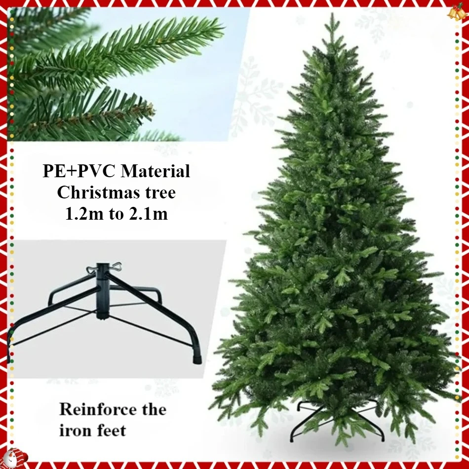 

Simulation Christmas Tree PE+PVC Material Encryption Branch Family Christmas Decoration Green Large Christmas Tree 1.2m~2.1m