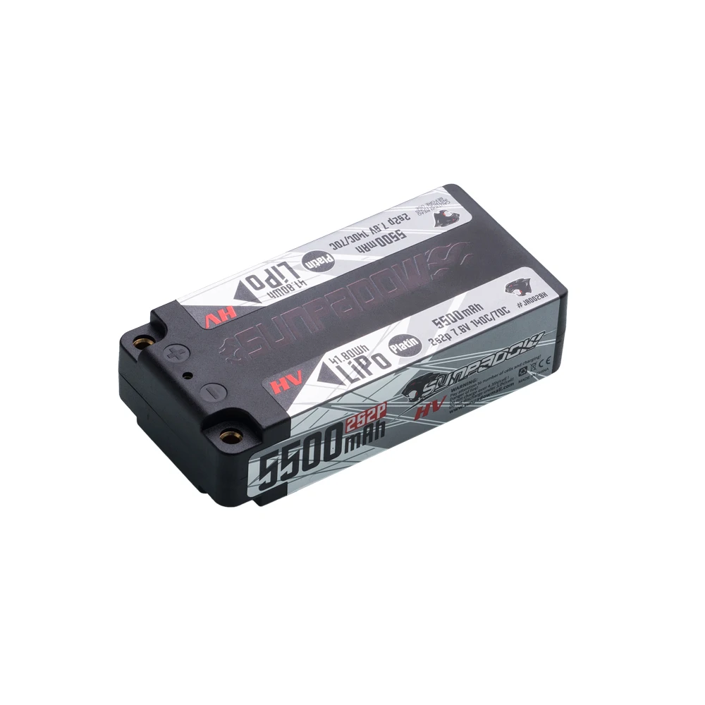 Sunpadow 7,6V 2S Lipo-Akku 5500mAh 140C Hardcase mit 5mm-Anschluss für RC-Fahrzeuge Auto LKW 1/10 Buggy Racing Platinum