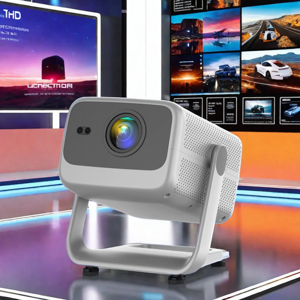 4K Android 9 Smart Projector With Auto Focus And Keystone 1080P Native 400 ANSI WiFi 6 And Bluetooth