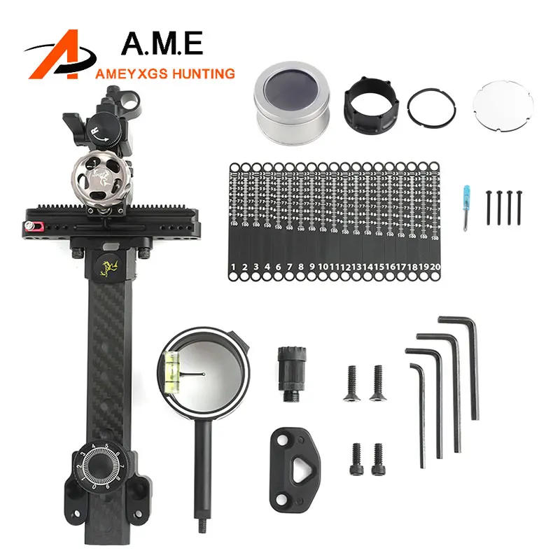 

Compound Bow Sight with 4x/6x/8x Lens Carbon Fiber Extension CNC Machine Right Hand for Bow Hunting Shooting Archery Sight
