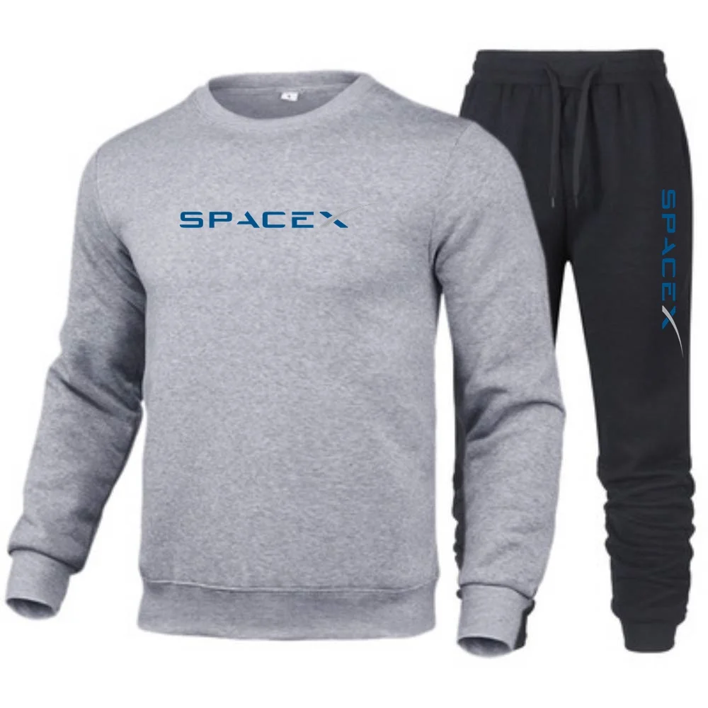 Men Sportswear+Pants Set Pullover Unisex Fleece Sweaters Trousers Outfits SpaceX Expedition ELON MUSK SPACE SCIENCE Tracksuits