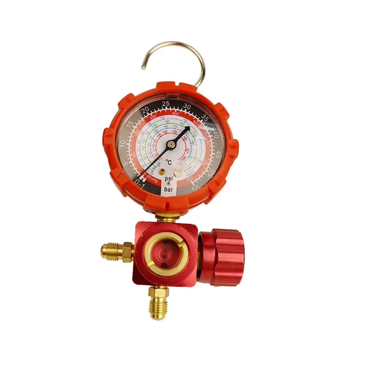 Air Condition Gauge for R410A R22 R134A R404A Refrigerants Manifold Gauge Manometer Valve with Visual Mirror 800Psi Red