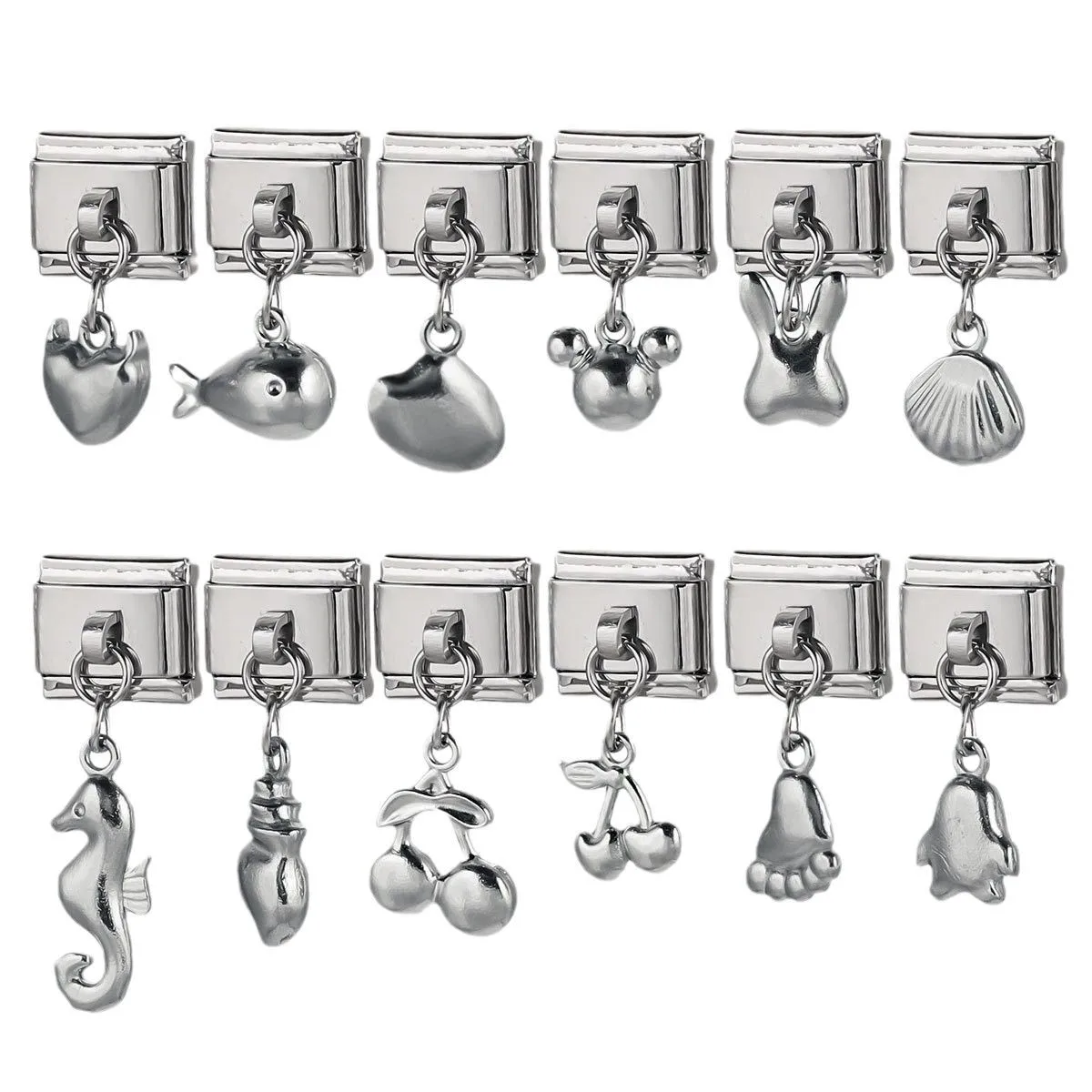 WG 1pc Italian Modular Bracelet Marine Animal Charm Pendant For DIY Stainless Steel Modular Bracelet Necklace Jewelry