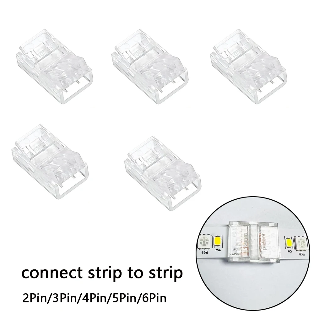 5Pcs Transparent Solderless Cover LED Connector For Single Color CCT RGB RGBW RGBCCT  LED Strip Light Tape Corner Connectors