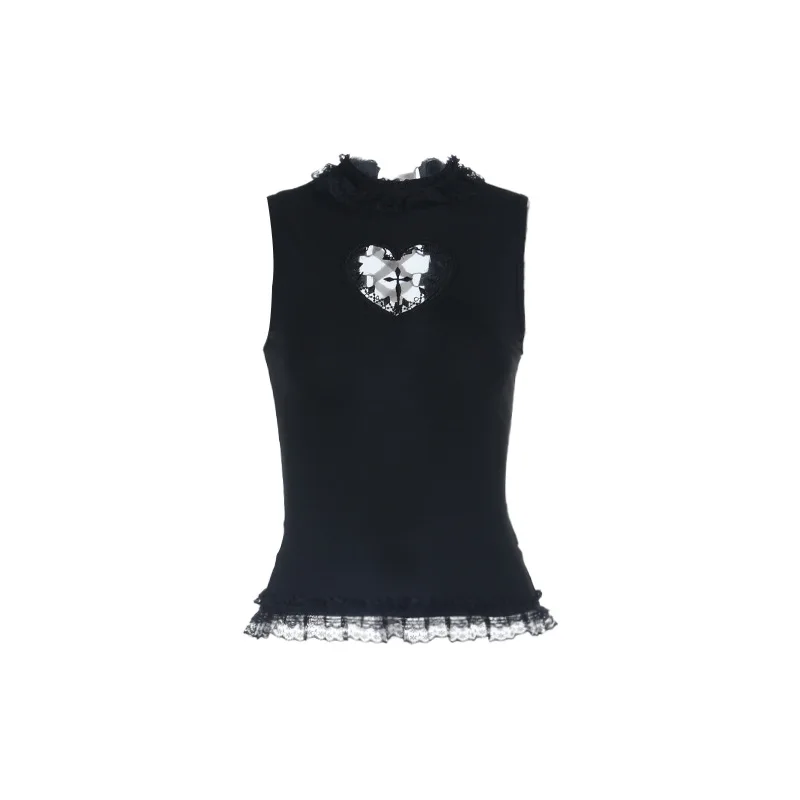 American verão tanques topo sólido básico techwear topos feminino shopping gótico malha retalhos cruz colete sem mangas camiseta alt roupas