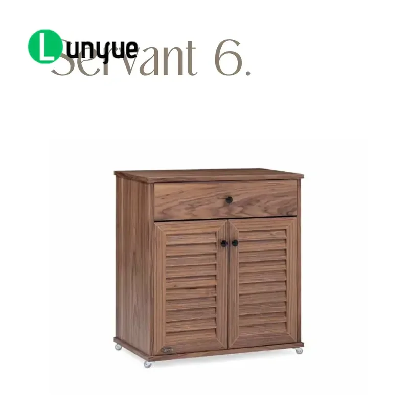 Traditional Brown Wooden Shoe Rack with Drawers and Recessed Doors 3ft Storage Cabinet for Dining Room Porch Home Furniture
