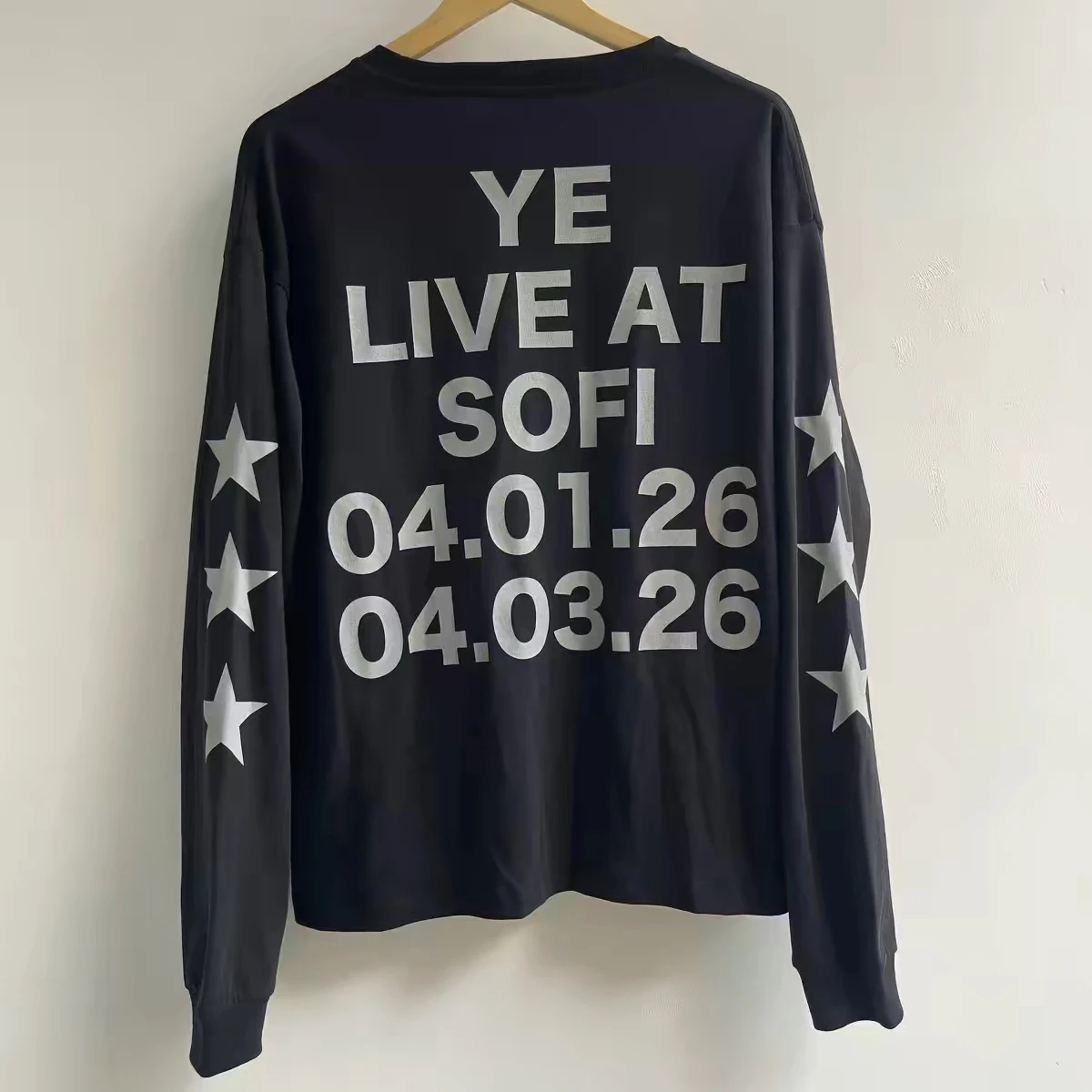 European American Street Fashion Long Sleeve Kanye West T-shirt 26SS Trend Rap  Hip-hop Oversized Letter Print Tshirt Real Photo