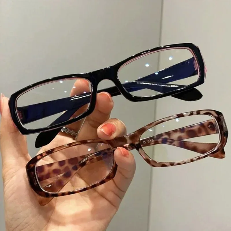 Gafas con montura cuadrada pequeña para mujer, lentes de lectura transparentes, estilo Harajuku, Retro, japonés, coreano, bloqueo de luz azul